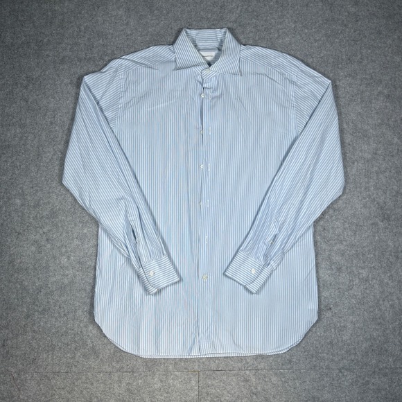 Ermenegildo Zegna Other - Ermenegildo Zegna Dress Shirt Men 16 Large Blue White Striped Luxury button down
